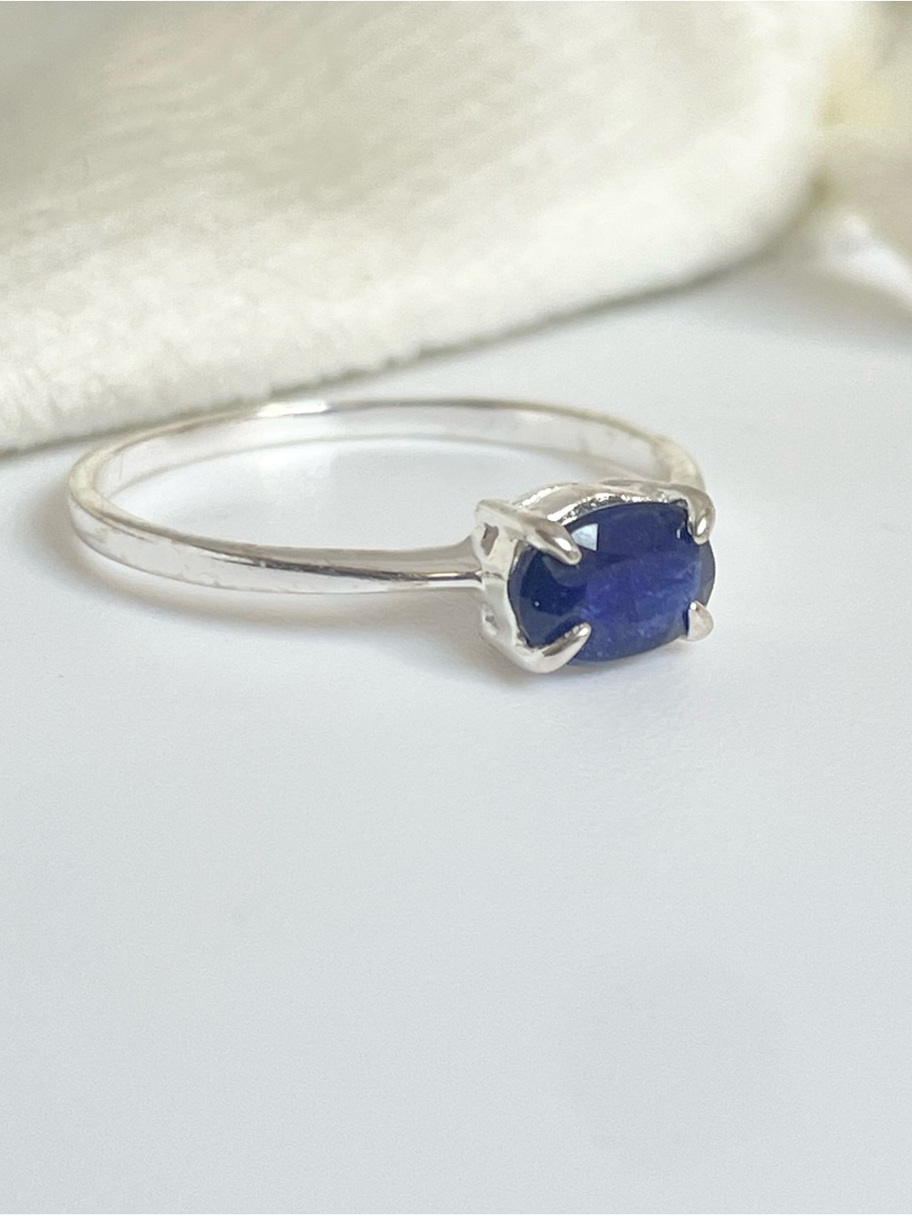 925 Sterling Silver natural Blue Sapphire Ring! Us:  8 “Royal Delicacies”